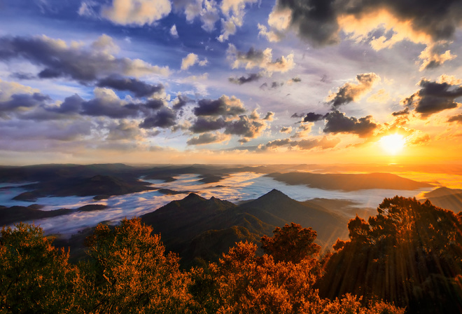 mountains, nature, the sun, landscape, Gold Coast, Australia