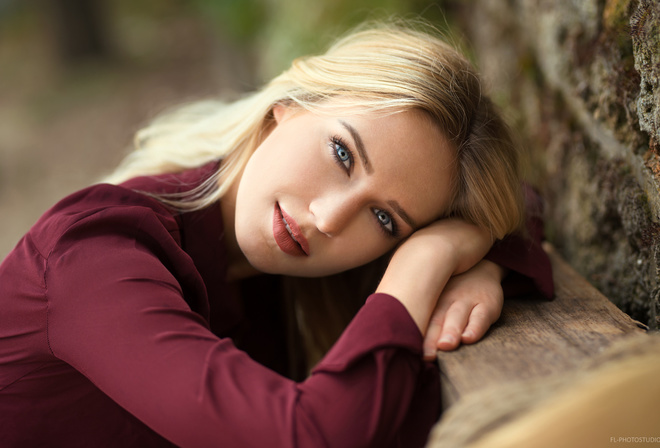 women, Lods Franck, blonde, face, portrait, blue eyes