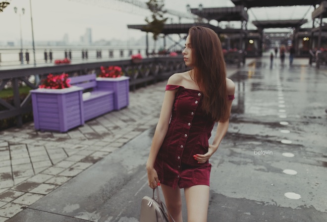 women, Alexander Belavin, dress, portrait, hand bags, red nails