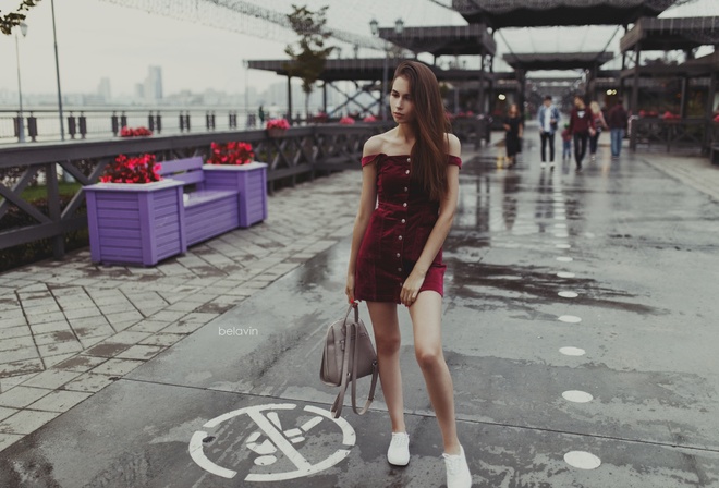 women, Alexander Belavin, dress, portrait, hand bags, red nails