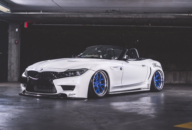 BMW, Z4, white, roadster, tuning