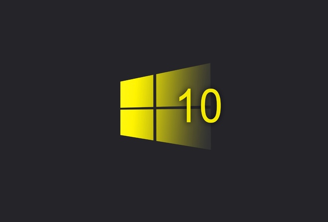 windows 10, yellow, logo, minimalism