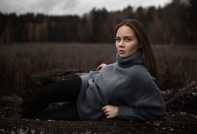 women, portrait, women outdoors, trees, nose ring, turtlenecks