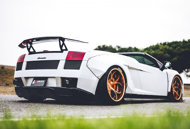 Lamborghini, white, roadster, tuning, Gallardo, bronze, wheels, supercar, Italian, sports cars