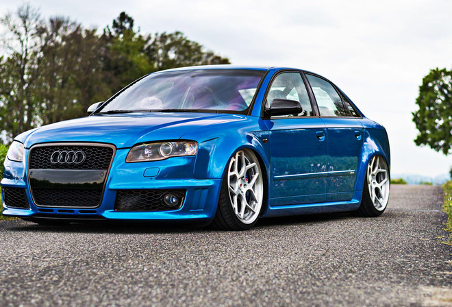 Audi, RS4, stance, cool cars, tunned, Vossen, Wheels CG-205, blue