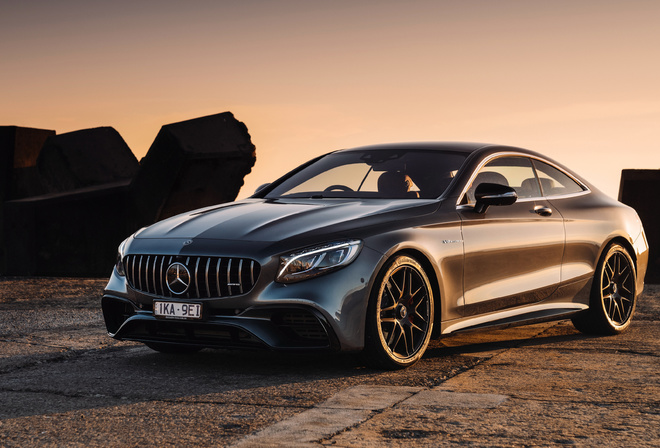 Mercedes-Benz, S63, Coupe, AMG, supercar, gray coupe, tuning, luxury car, new gray S63, German cars, 4MATIC, Mercedes