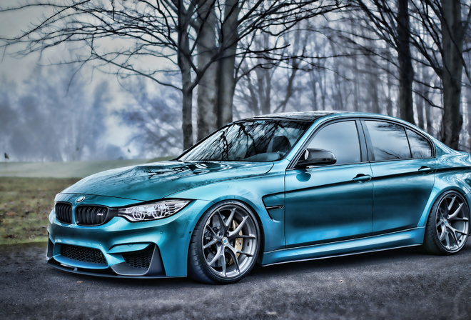 BMW, M3, HDR, F80, tuning, autumn, blue, supercars