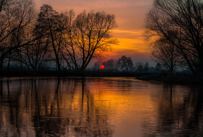 , , , , , trees, river, nature, sunset, reflection