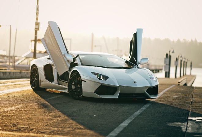 White, Lamborghini, Aventador