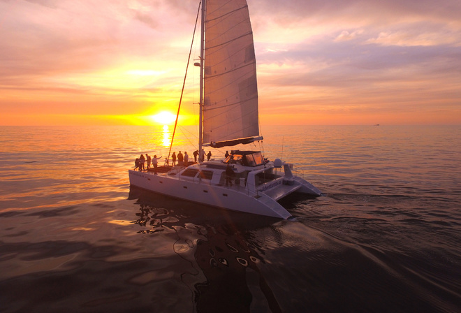 , , , sunset, sea, yacht