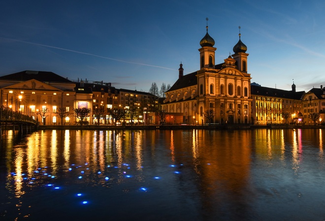, , , Lucerne, Festival of lights, Jesuit Church of St. Francis Xavier,  , 