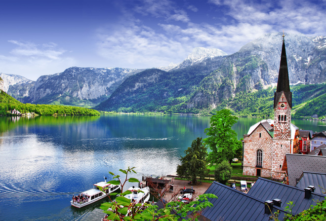 , , , ,  , ,  Hallstatt lake, Salzkammergut region, 