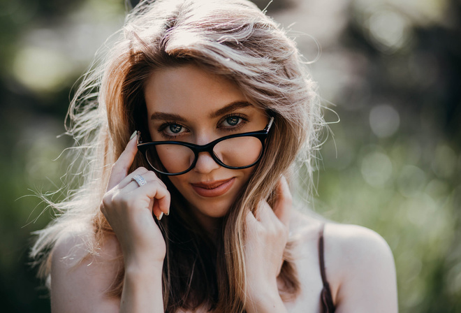 women, face, portrait, women with glasses, smiling, blue eyes