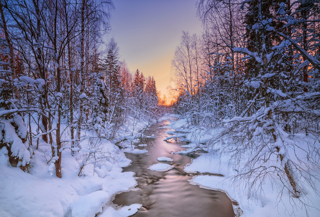 Frozen landscape in Sweden, , 