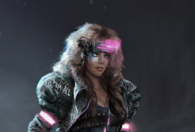 Cyberpunk, Girl Looking, Scan-Glasses, Kill Em All