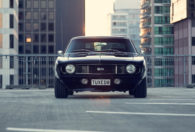 chevrolet, camaro, front, muscle car, black