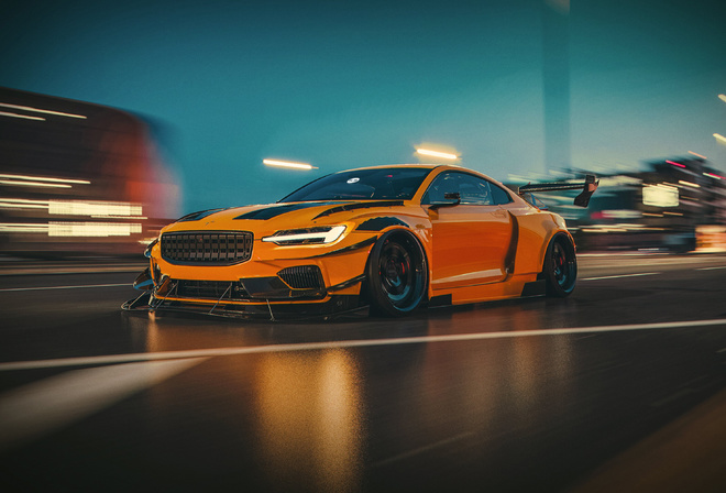 Yellow, Sport Car, Street, Lights