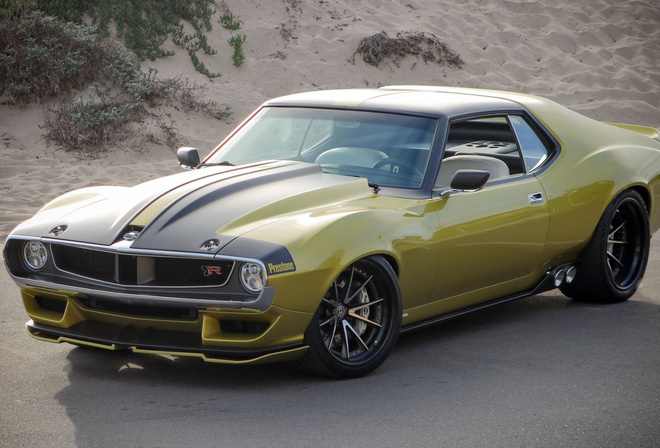 1972, AMC, Javelin, Ringbrothers, cars, golden, sports coupe, tuning