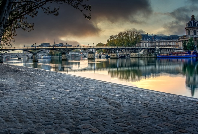 , , , Quartier Louvre, Aurore sur le Pont des Arts, , , 