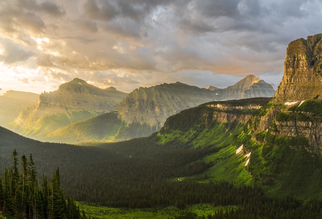 Stormy, Sunrise, Glacier, National Park