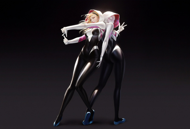 gwen stacy, spider gwen, comic, girls, superheroines, marvel, comics, ass, blonde, spider man