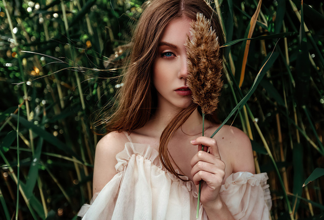 women, blue eyes, portrait, face, bare shoulders