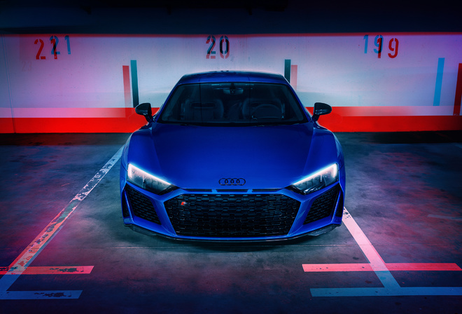 Blue, Audi, R8,  