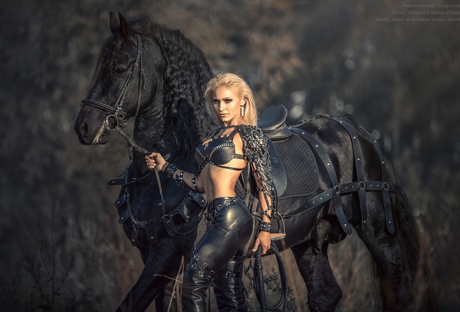 Daria Lefler, Amazon, warrior, woman, with, black