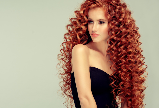 girl, face, model, hair, portrait, beauty, profile, red, girl, red, Beautiful, curls, shoulder, hair, long, curly, hair