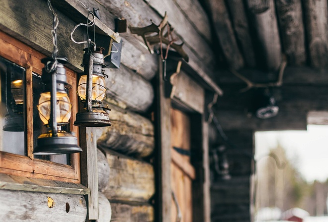 Lapland, autumn, cute wooden house, Finland