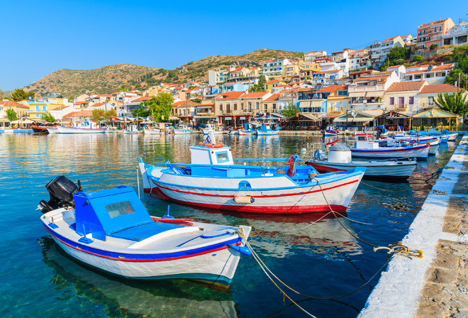 Pythagoreio, Samos, Greece, View of the harbour