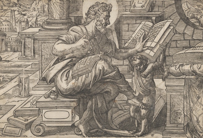 Anthony van Leest, Netherlandish, 156575, Saint Matthew seated and reading from a book