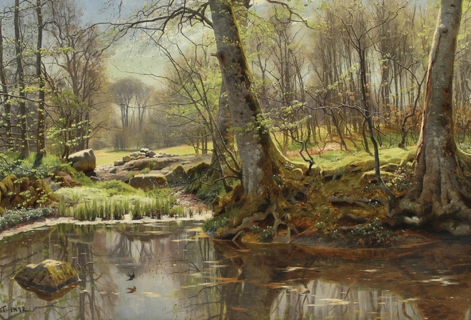 Peder Mork Monsted, Danish, 1892, The sparkle of Spring