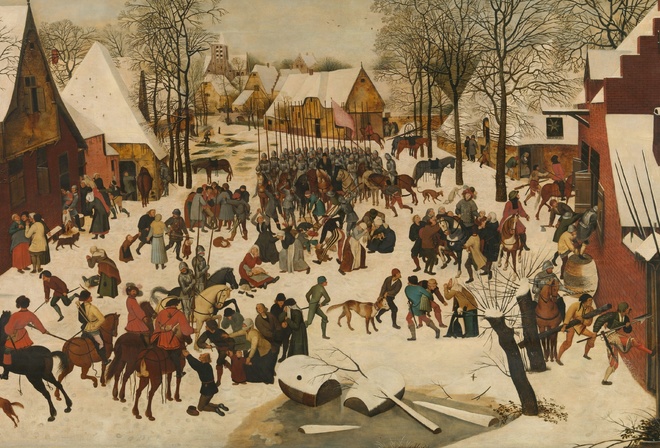 Pieter Brueghel the Younger, Flemish, A Flemish village in winter with the Massacre of the Innocents