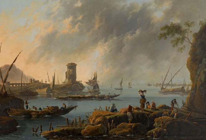 Jean-Baptiste Pillement, French, 1785, Lyon View of a port, Musee des Beaux-Arts et dArcheologie de Besancon