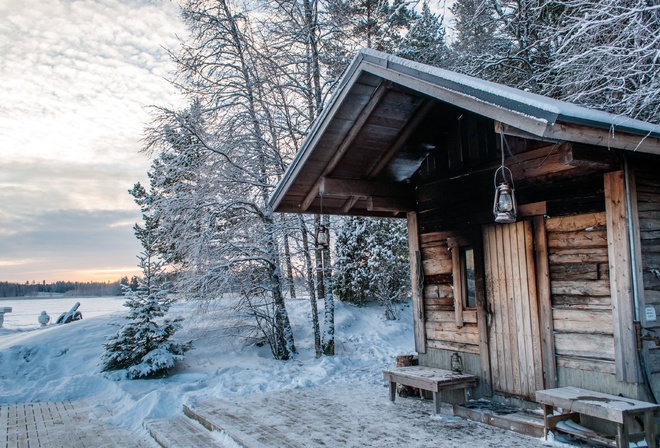 Lake Paijanne, Lehmonkarki, traditional smoke sauna, Finland