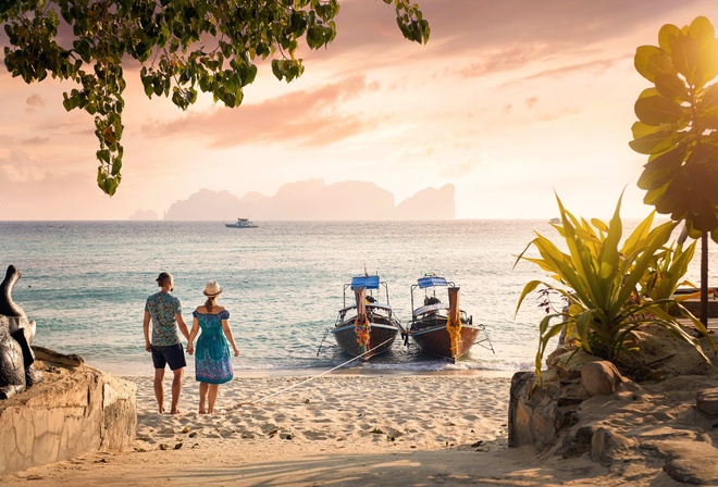 sunset, beach, adventure, Thailand