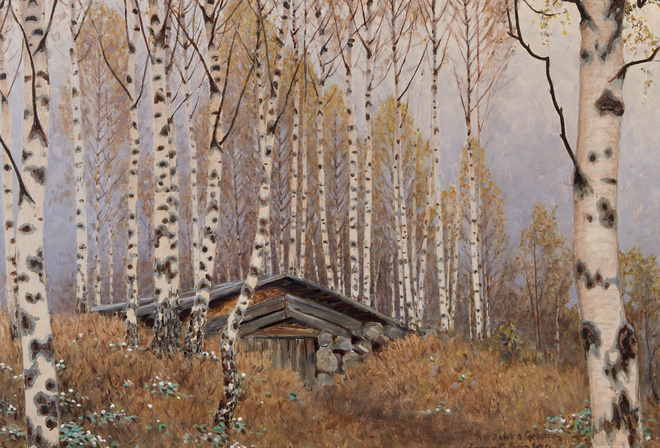 Gustaf Fjaestad, Swedish, Spring birches