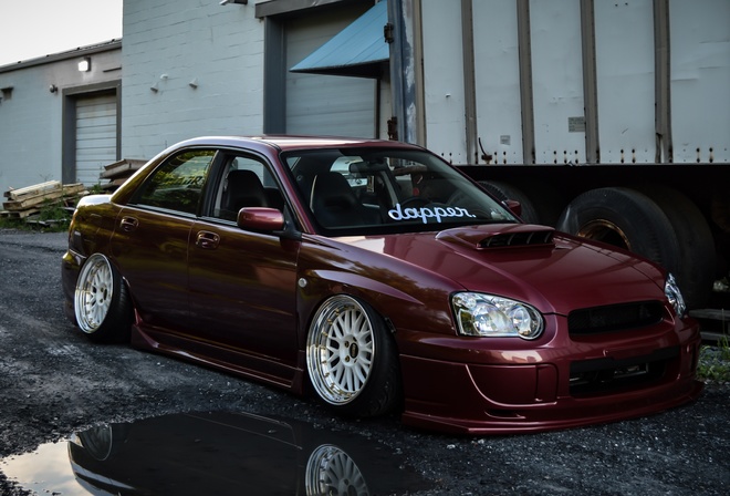 Subaru, Impreza WRX, WRX, Red, Road, Stance