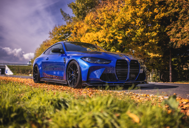 BMW, BMW M4, M4, Road, Blue, Autumn