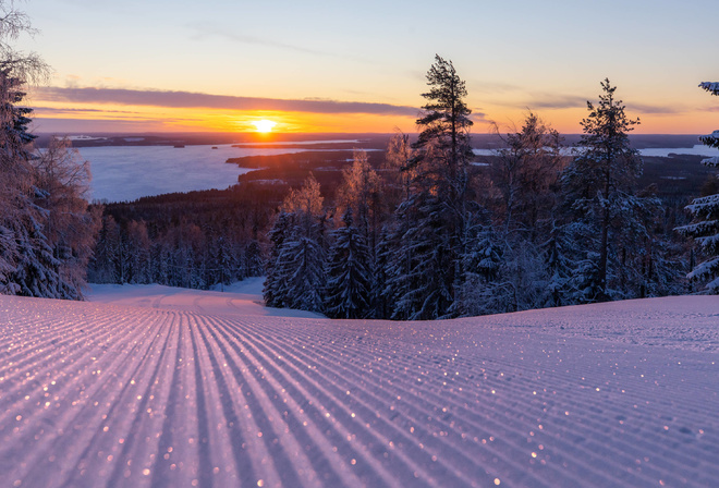 ski resort, Vuokatti, Finland, Lake Sapsojarvi