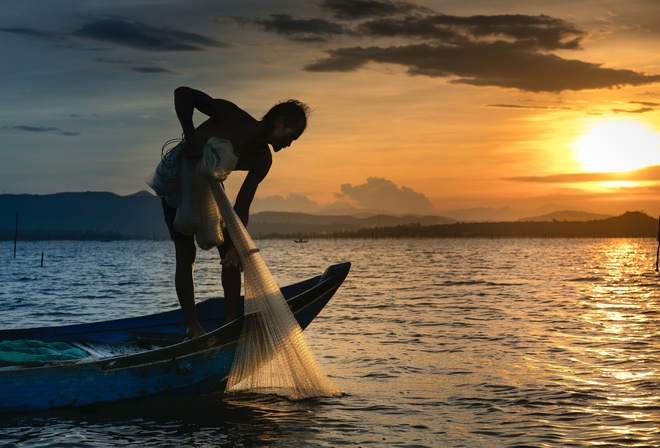 Fish, boat, Fishermen, Fishing, Lake, Fish Net