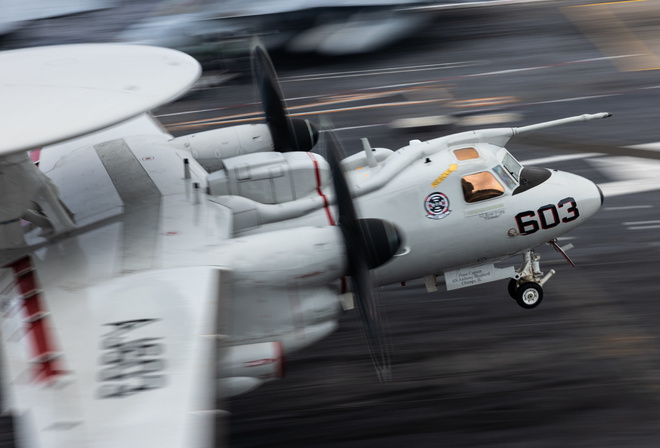 USS Gerald R Ford, Grumman E-2 Hawkeye, all-weather carrier-capable tactical airborne