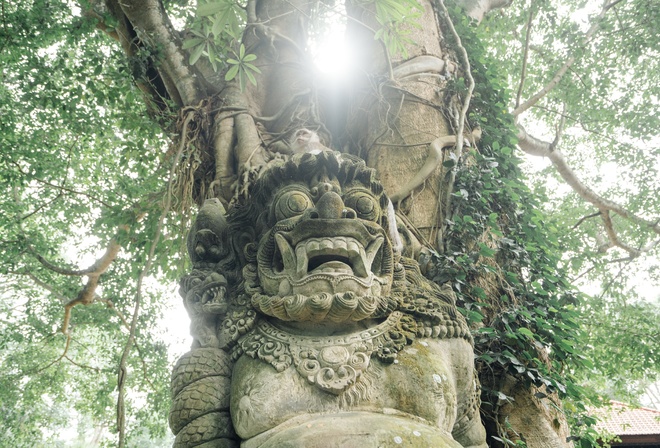 creature statue, Ubud Monkey Forest, Bali, Indonesia