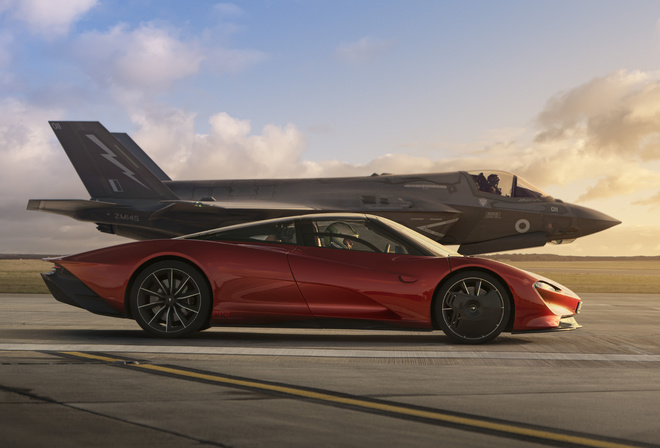 McLaren has, hypercar, McLaren Speedtail, Lockheed Martin F-35 Lightning II, stealth multirole combat aircraft