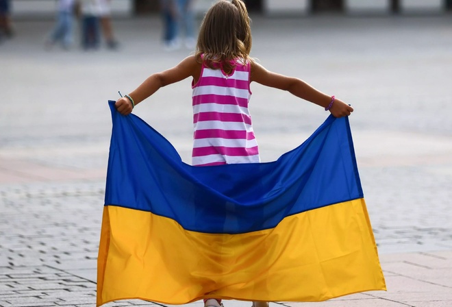 Independence Day of Ukraine, Ukrainian flag, Krakow, Poland