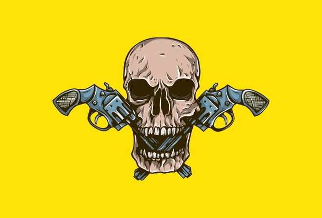 Skull, Guns, Jaw, Bone