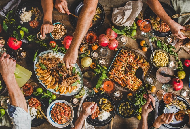 family feast, table, Turkish dishes