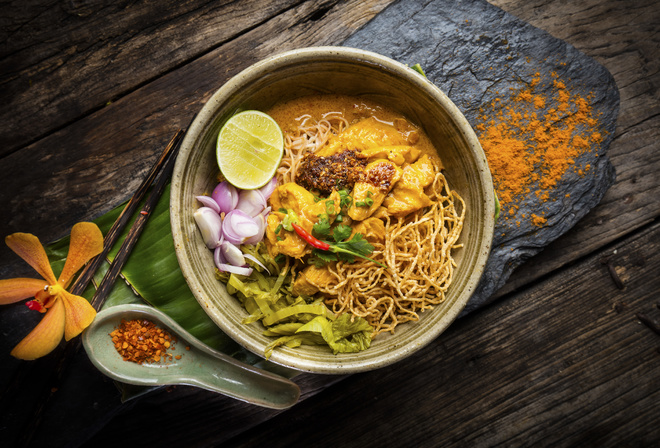 Khao Soi, Northern Style Curried Noodle Soup, Thailand