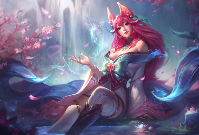 Spirit Blossom, Ahri, League of Legends, Video Game, Splash Art